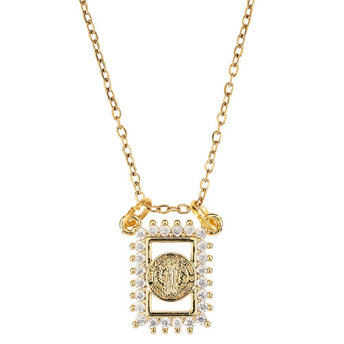 St. Benedict Crystal Border Pendant - 6/pk