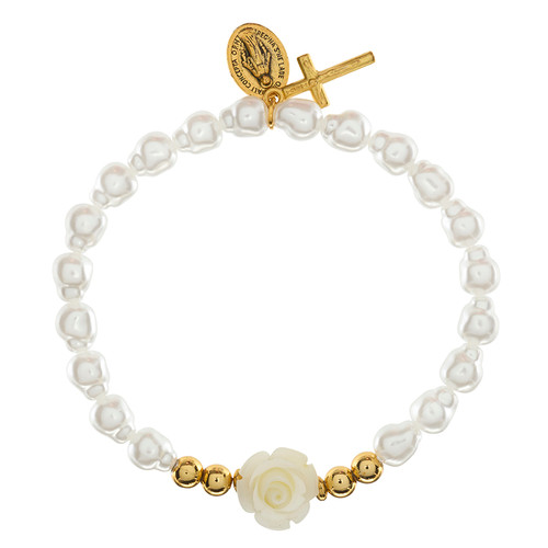 Imit. Freshwater Pearl Miraculous Rose Bracelet - 12/pk