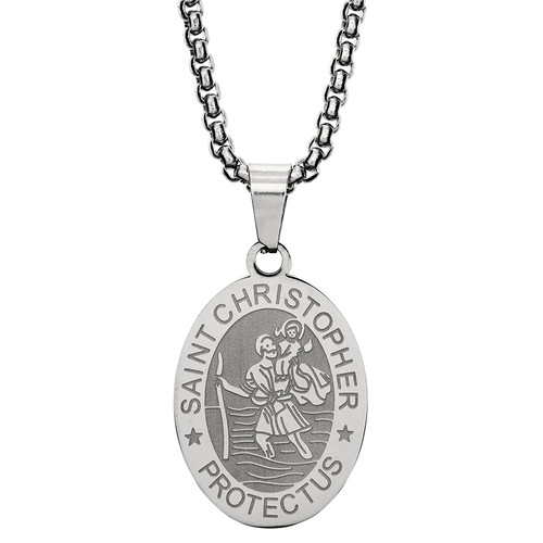 St. Christopher Stainless Steel Pendant - 8/pk