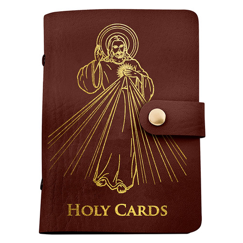 Brown Divine Mercy Holy Card Holder - 8/pk
