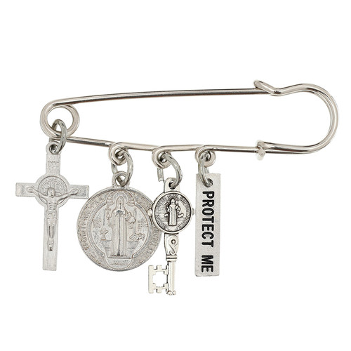 St. Benedict Medal and Charm Brooch - 8/pk