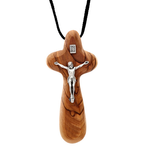 Olive Wood Comfort Crucifix Pendant