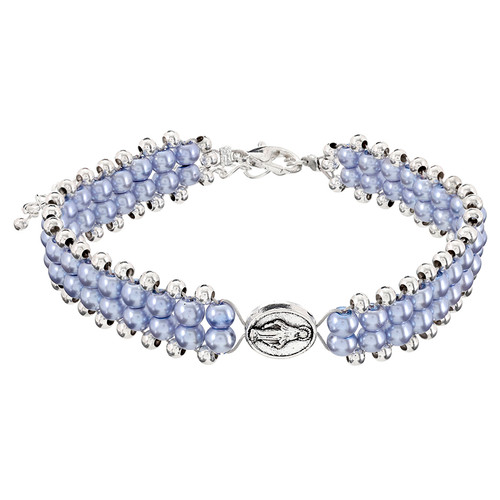 Miraculous Medal Pearl Devotional Bracelet - 8/pk