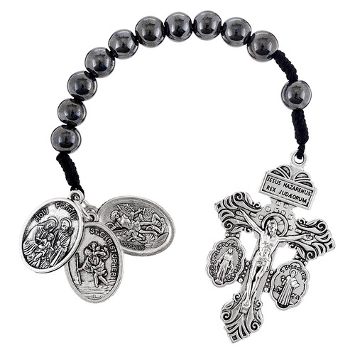 Hematite Military Protection Pocket Rosary - 10/pk