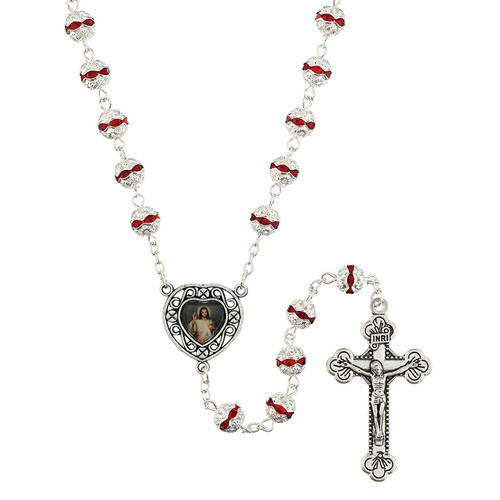 Divine Mercy Diamond Bead Rosary- 3/pk