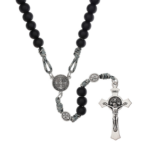 St. Benedict Black Paracord Rosary - 6/pk