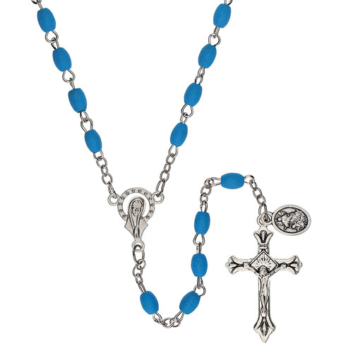 Blue Guardian Angel Medal Rosary - 10/pk