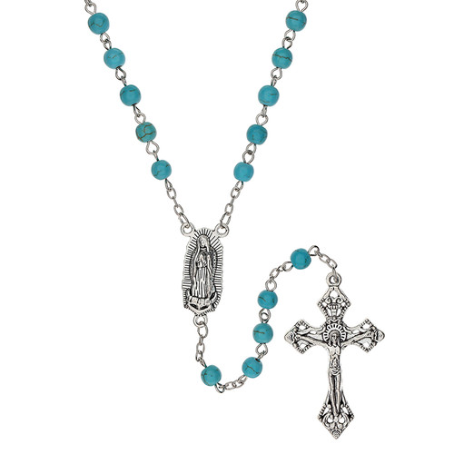 Our Lady of Guadalupe Turquoise Rosary - 6/pk