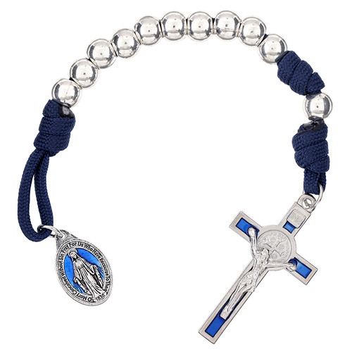 Silver Bead St. Benedict Pocket Rosary - 6/pk