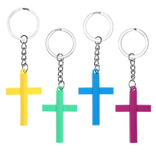 Colorful Rubber Cross Keychain Assortment (4 Asst) - 24/pk