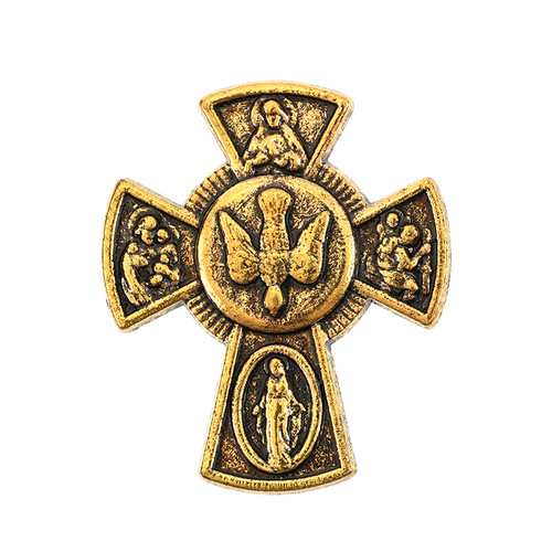 Gold Four-Way Cross Confirmation Lapel Pin - 12/pk