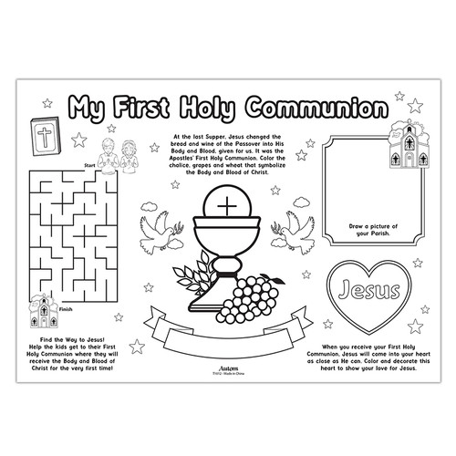 First Communion Activity Placemat - 50/pk