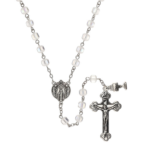 Reflections of Faith White First Communion Rosary - 6/pk