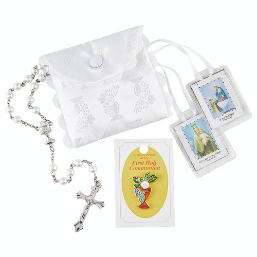 Traditional Memories White Satin First Communion Kit