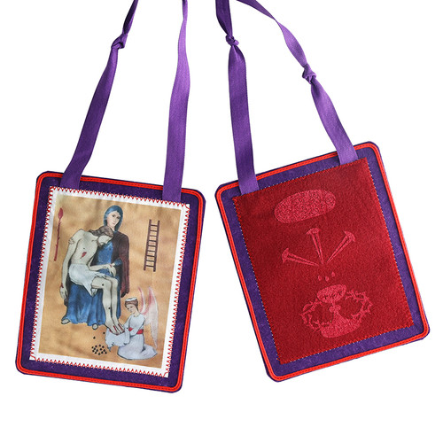 Extra-Large Benediction and Protection Purple Wall Scapular - 3/pk