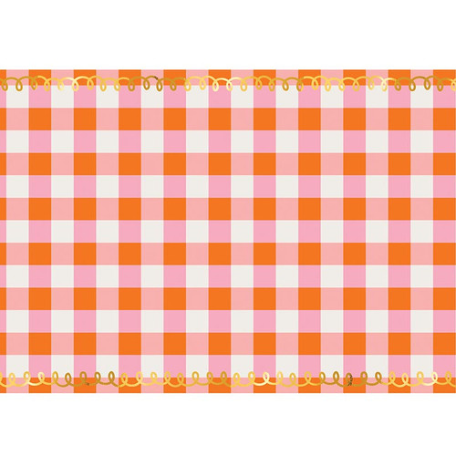 Foil Paper Table Runner - Pink Plaid
