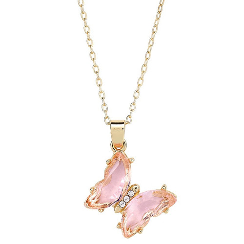True Beauty Butterfly Necklace - Pink