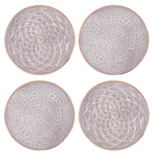 Lilac Stamped Appetizer Plates - Set of 4