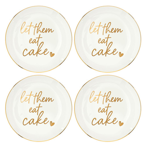 Ceramic Dessert Plates - Let Them Eat Cake - Set of 4