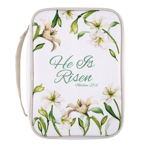 White Bible Cover - He Is Risen
