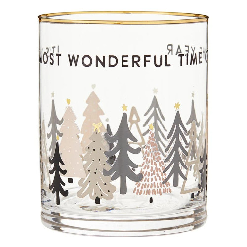 Gold Rimmed Rocks Glass - Most Wonderful Time