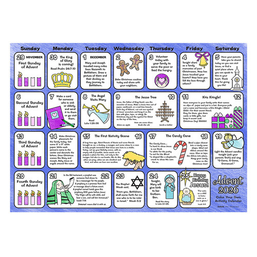 2026 Color Your Own Advent Calendar - 50/pk