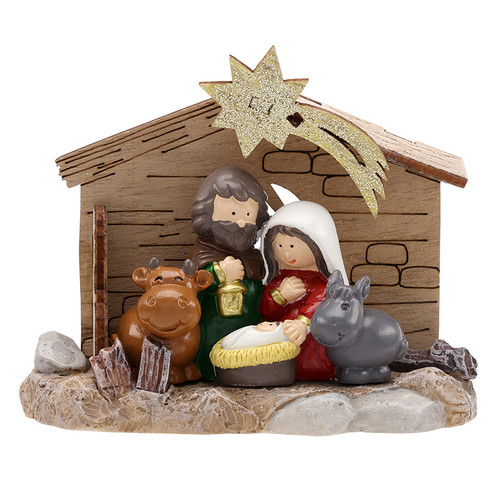 Cute Nativity with Shooting Star Stable Figurine