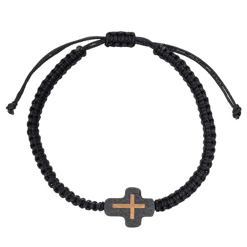 Men's Macrame Wood Cross Bracelet - 12/pk