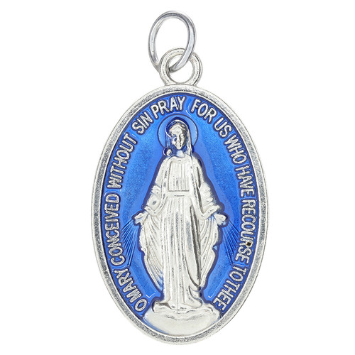 Blue Enamel Miraculous Medal - 25/pk