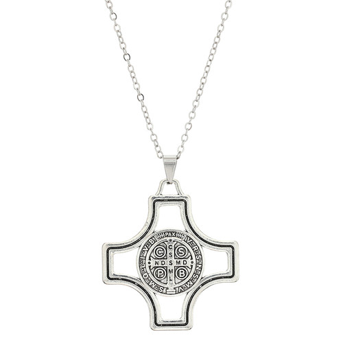 Silver St. Benedict Modern Maltese Cross Pendant - 12/pk