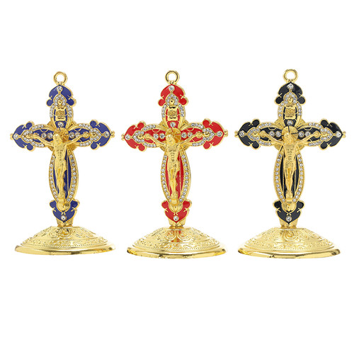 Jeweled Standing Gold Crucifix Assortment (3 Asst) - 12/pk