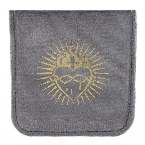 Sacred Heart Velveteen Snap Rosary Case - 12/pk