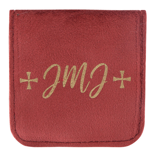 JMJ Velveteen Snap Rosary Case - 12/pk