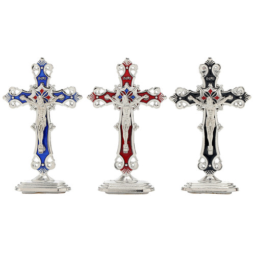 Silver Standing Crucifix Assortment (3 Asst) - 9/pk
