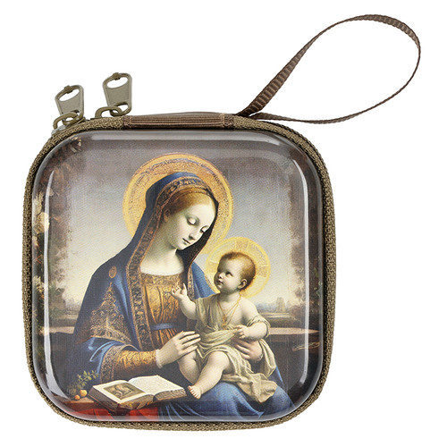 Traditional Madonna and Child Zippered Rosary Box - 4/pk