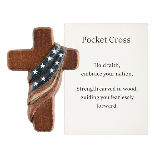 Hold Faith for the Nation Wood Pocket Cross - 2/pk