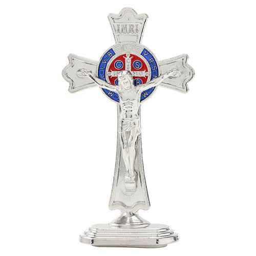 Silver St. Benedict Standing Crucifix - 10/pk