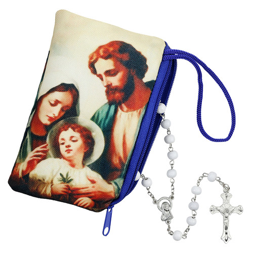 Rosary with Holy Family Zippered Case - 10/pk