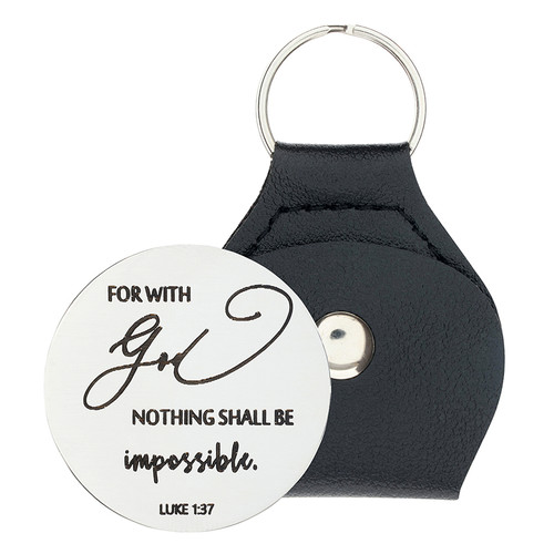 Nothing Shall Be Impossible Stainless Steel Pocket Coin with Case Key Ring - 12/pk