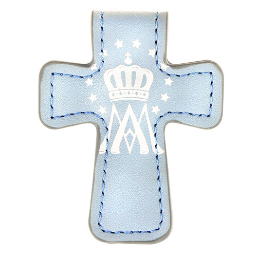 Blue Our Lady of Grace Hail Mary Cross Magnetic Bookmark - 8/pk