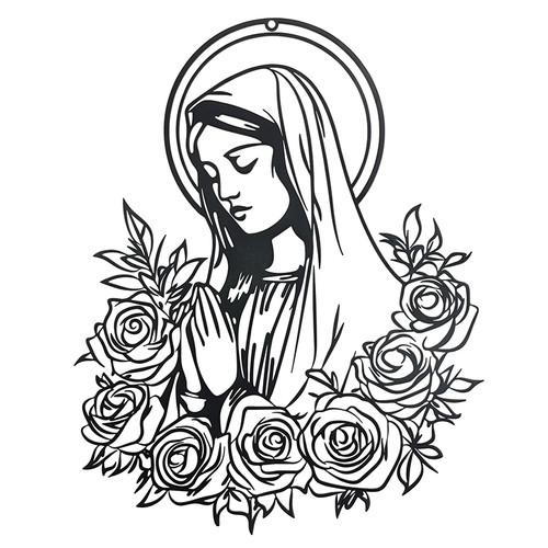 Our Lady of the Roses Metal Wall Plaque