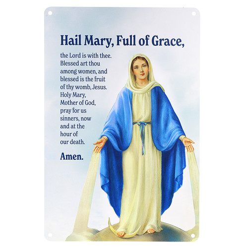 Hail Mary Prayer Tin Wall Sign - 3/pk