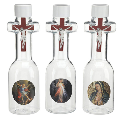 Crucifix Holy Water Bottle Assortment (3 Asst) - 18/pk