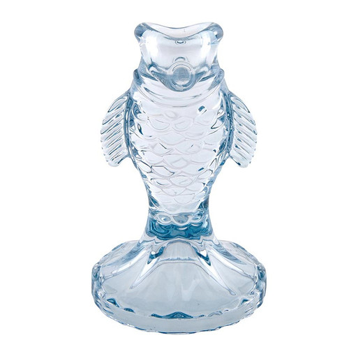 Blue Glass Fish Taper Candleholder