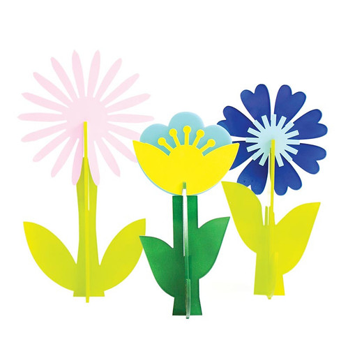 Acrylic Decoration - Kailo Flower - Teal - Set of 3