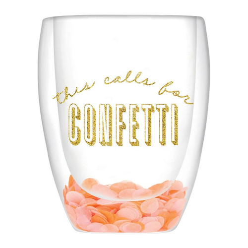 Double-Wall Stemless Wine Glass - This Calls for Confetti