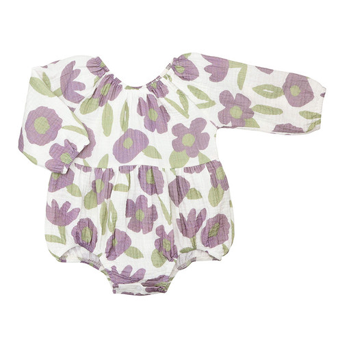 Long Sleeve Romper - Purple Floral