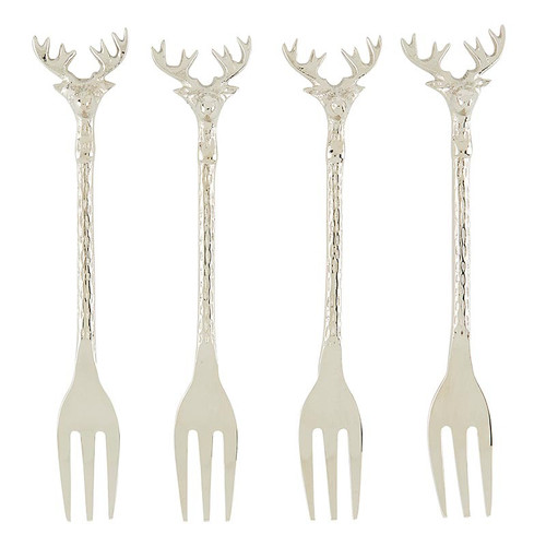 Silver Stag Appetizer Forks - Set of 4