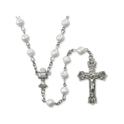 First Communion Imititation Fresh Water Pearl Rosary - 12/pk