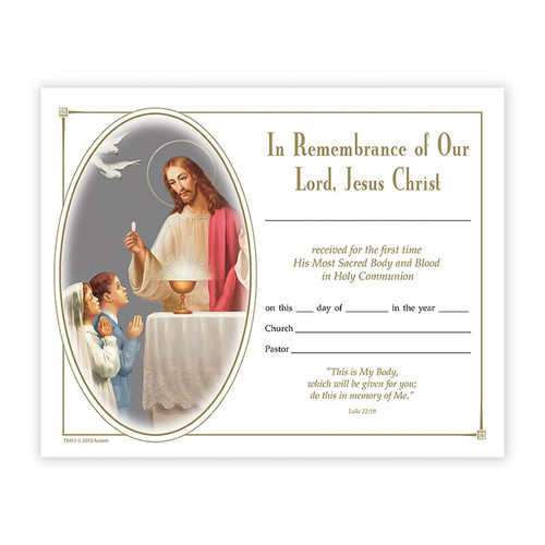 Heavenly Feast First Communion Certificate - 100/pk